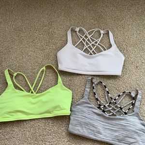 3 Lululemon Size 6 Wild Free Sports Bras